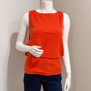 Ann Taylor Women Orange Stretch Sleeveless Casual Blouson Tank Top Size XS